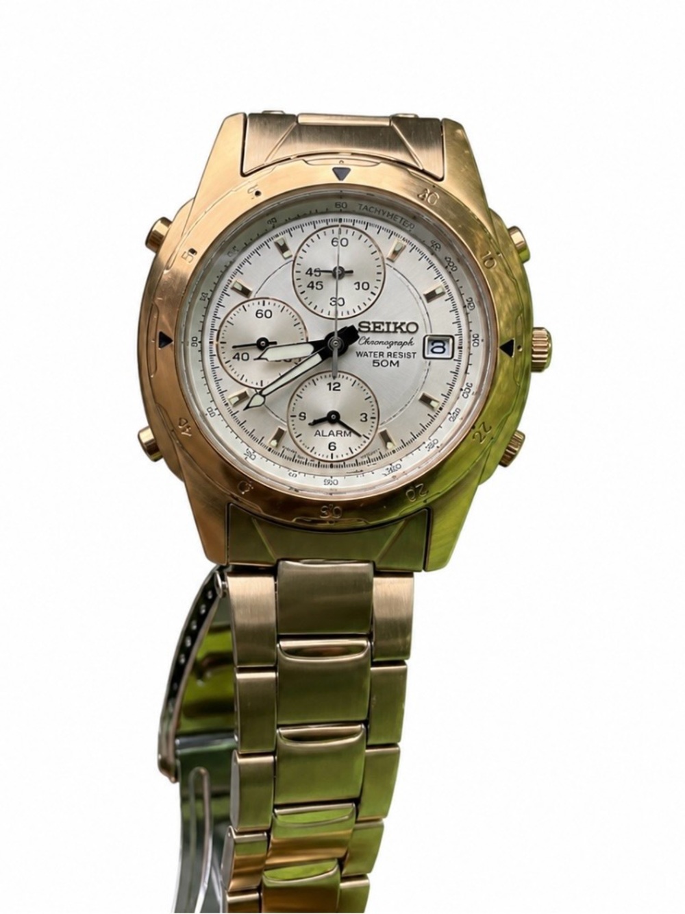 Vintage Seiko Chronograph Alarm 7T32 Gold Tone Watch | Rare 90s Seiko | $180 OBO - Picture 7 of 7
